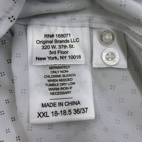 Nautica Men's Performance Dress Shirt, Slim Fit, White, 18-18.5 36/37, XXL NEW - Picture 6 of 12